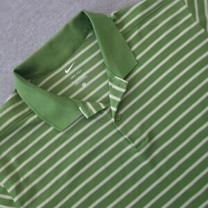 Nike Dri-FIT Mens Striped Golf Polo Shirt Green White DH0835-350 Large
